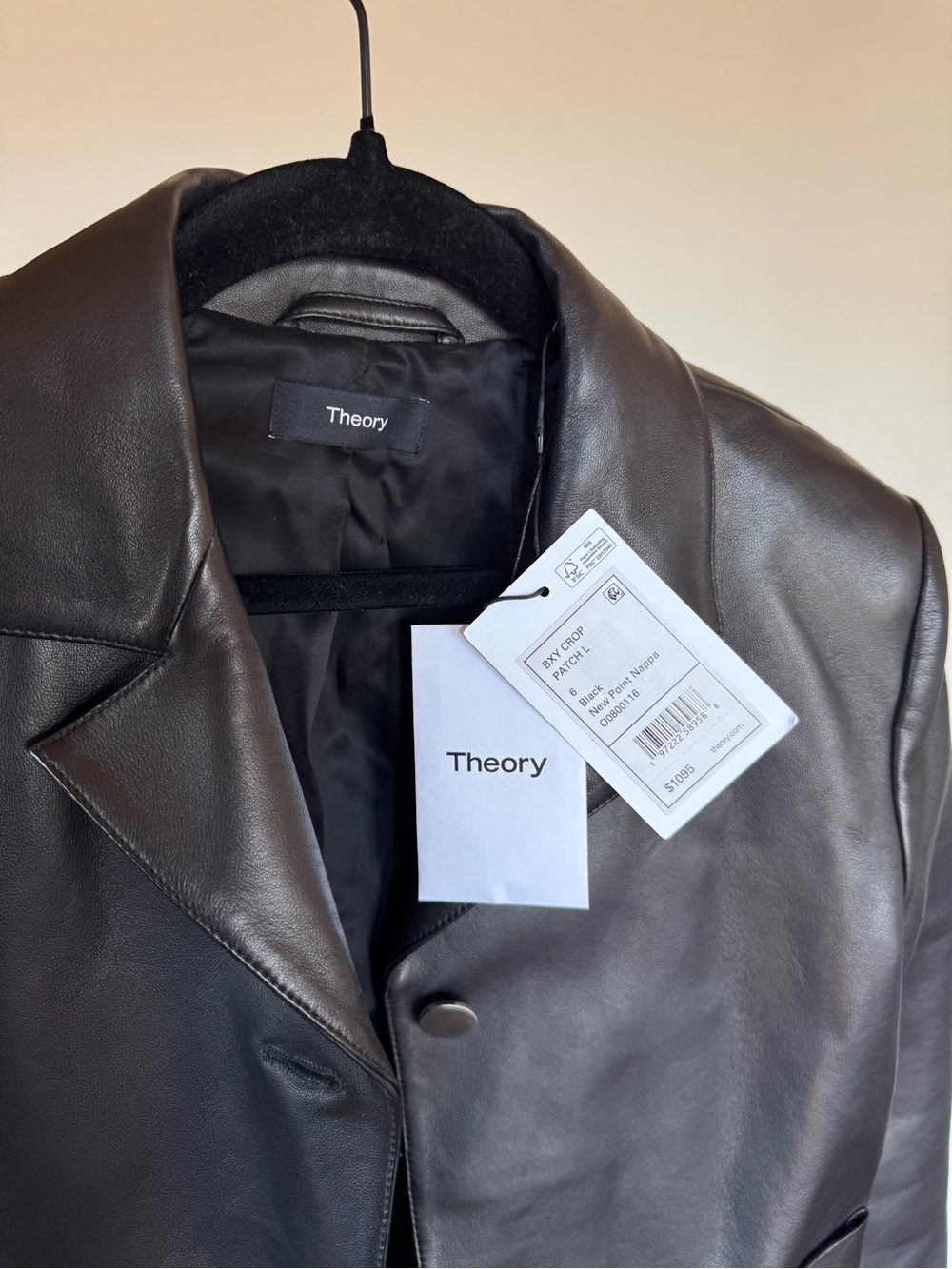 Theory Women’s Black Leather Blazer Jacket